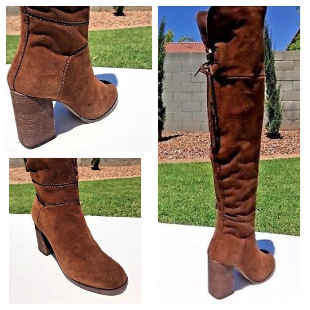 STEVE MADDEN SUEDE OVER THE KNEE BOOTS LACE UP - Picture 7 of 8